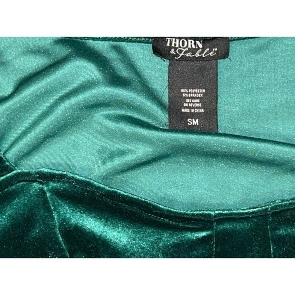 Womens Long Sleeve Lace Up Corset Top Size S Velvet Romantic‎ Goth Fairy Forest - Picture 10 of 13
